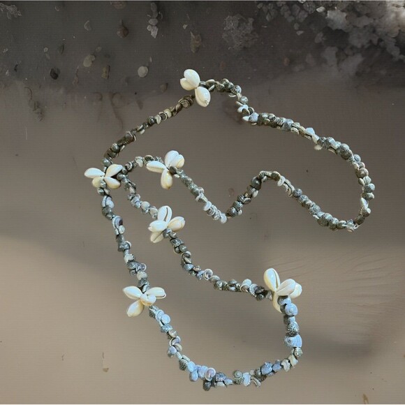 Seashell Necklace Lot 2 Beach Cowrie Shell Bead Lei Summer Wedding Festival Luau - Picture 2 of 5